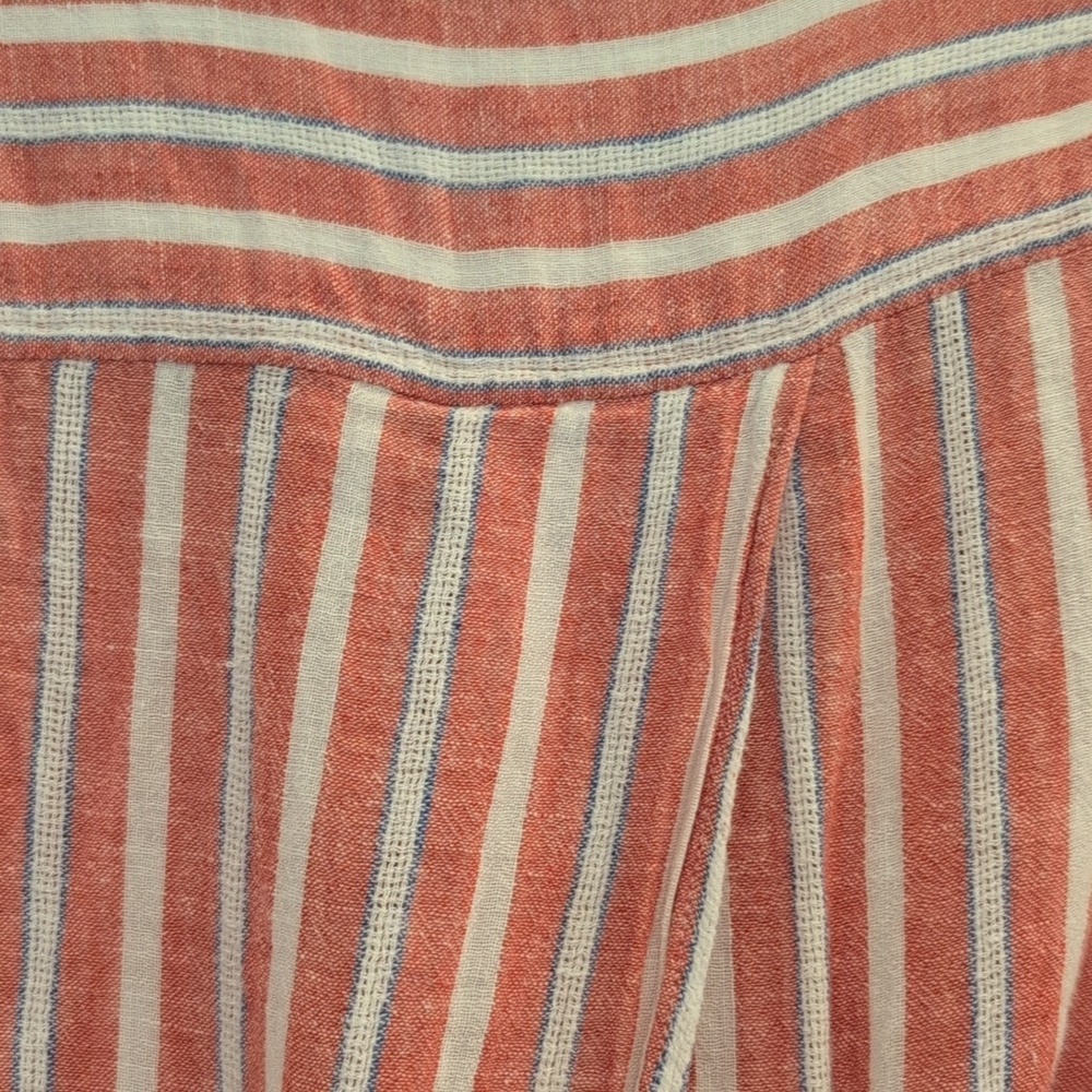 Lucky Brand XS Red and White Striped Button Down Shirt with Tie Back - Picture 9 of 10